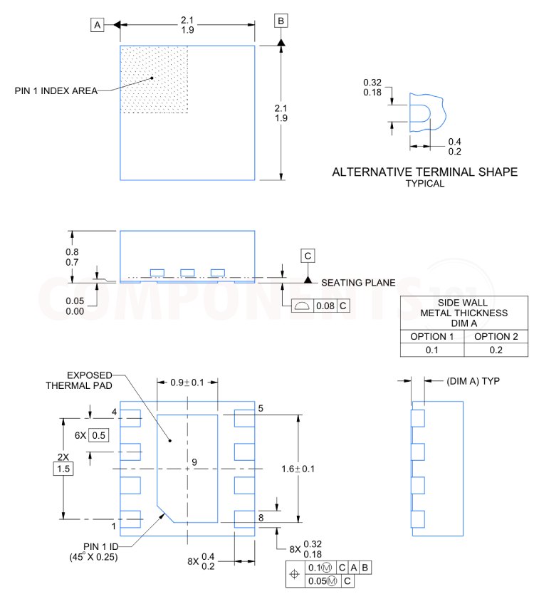 DRV8837 WSON 8 Package Dimension