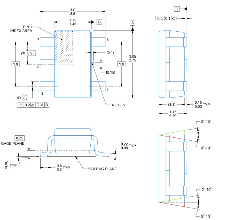 LP5907 2D-Model & Dimensions