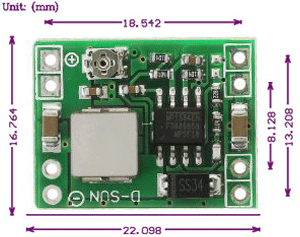 MP1584 DC-DC Buck Module Dimensions